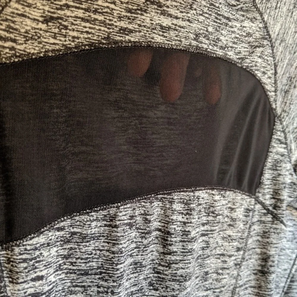 RBX Active Womens Space Dye Long Sleeve Workout Top Grey Black Mesh Thumbholes S